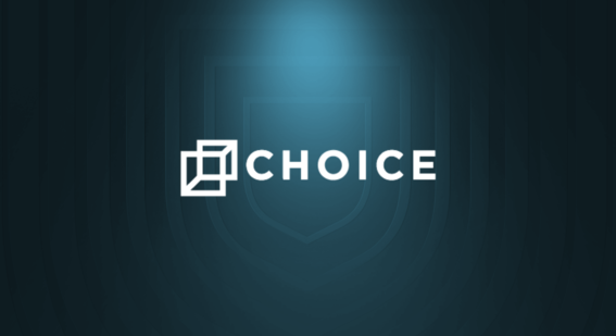 Logo of "Choice" depicted on a shield, with a white outline on a dark blue background.